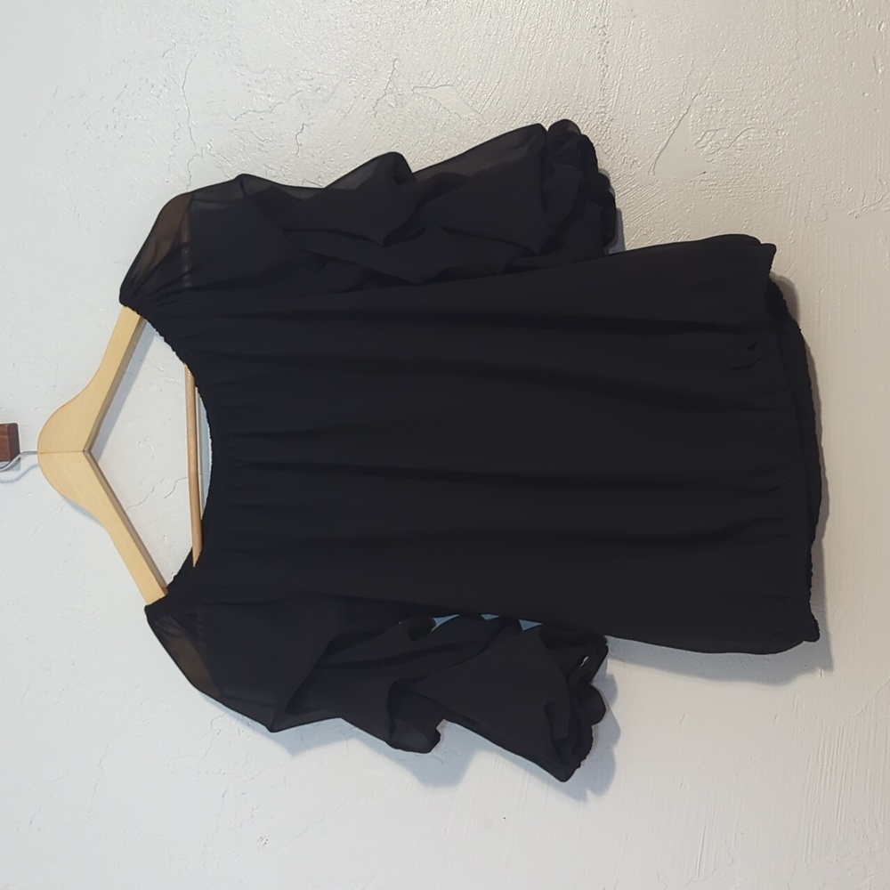 Womens Black Whimsigoth Blouse Layered Sleeves Fairy Grunge Date Night Goth Emo